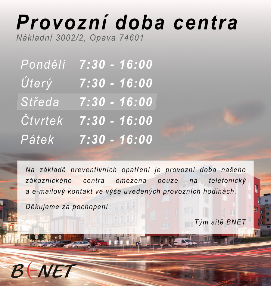 Provozní doba zákaznického centra